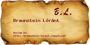 Braunstein Lóránt névjegykártya